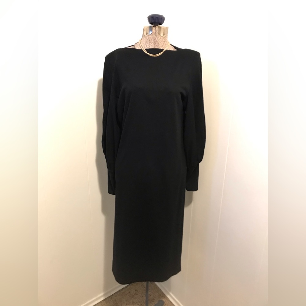 Vintage Classic Black Fine Wool Dress by The Kollection Ltd. USA. Size 6